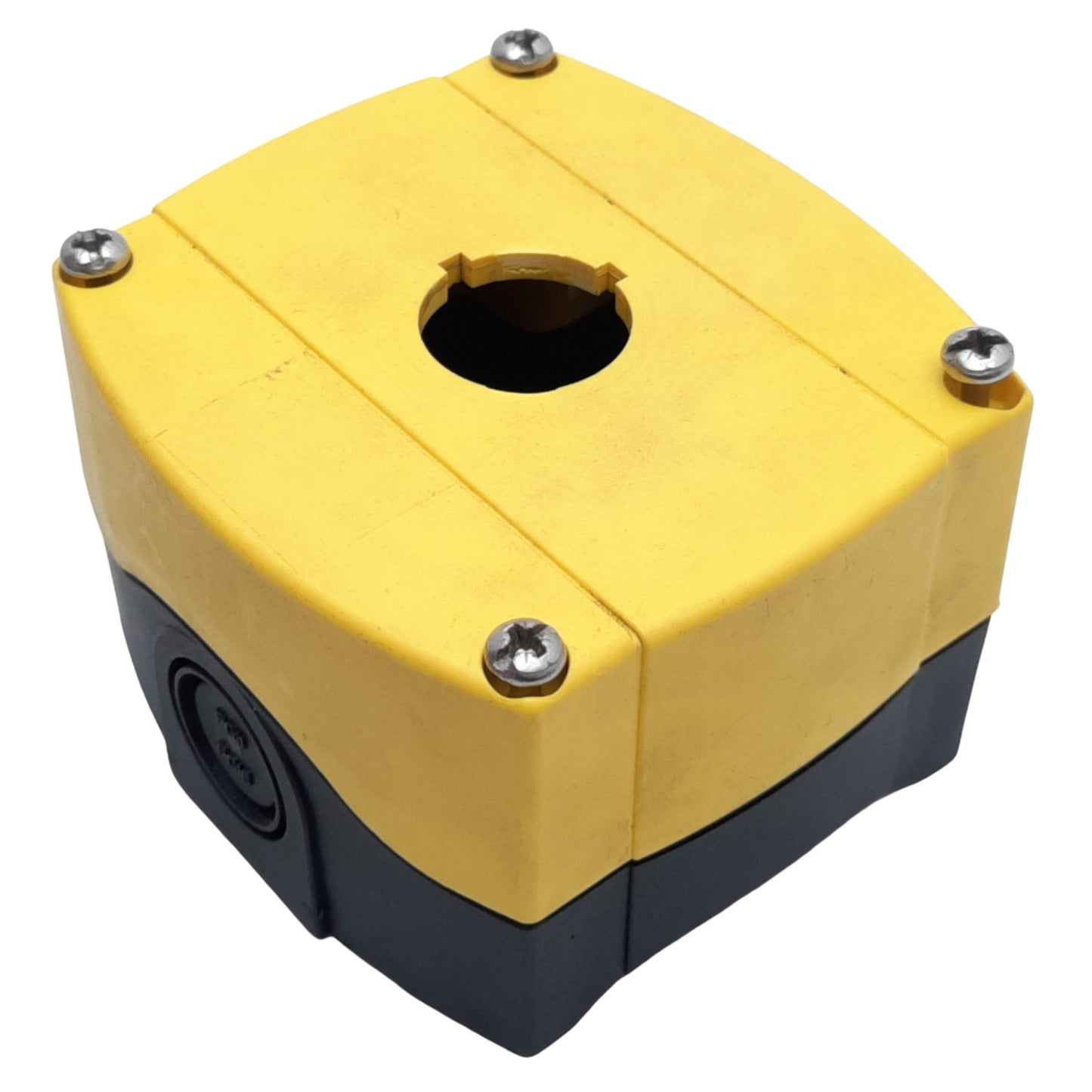 Used Allen Bradley 800F-1YP Push Button Enclosure ONLY, 1 Hole, I.D 58mm x 59mm ø22mm