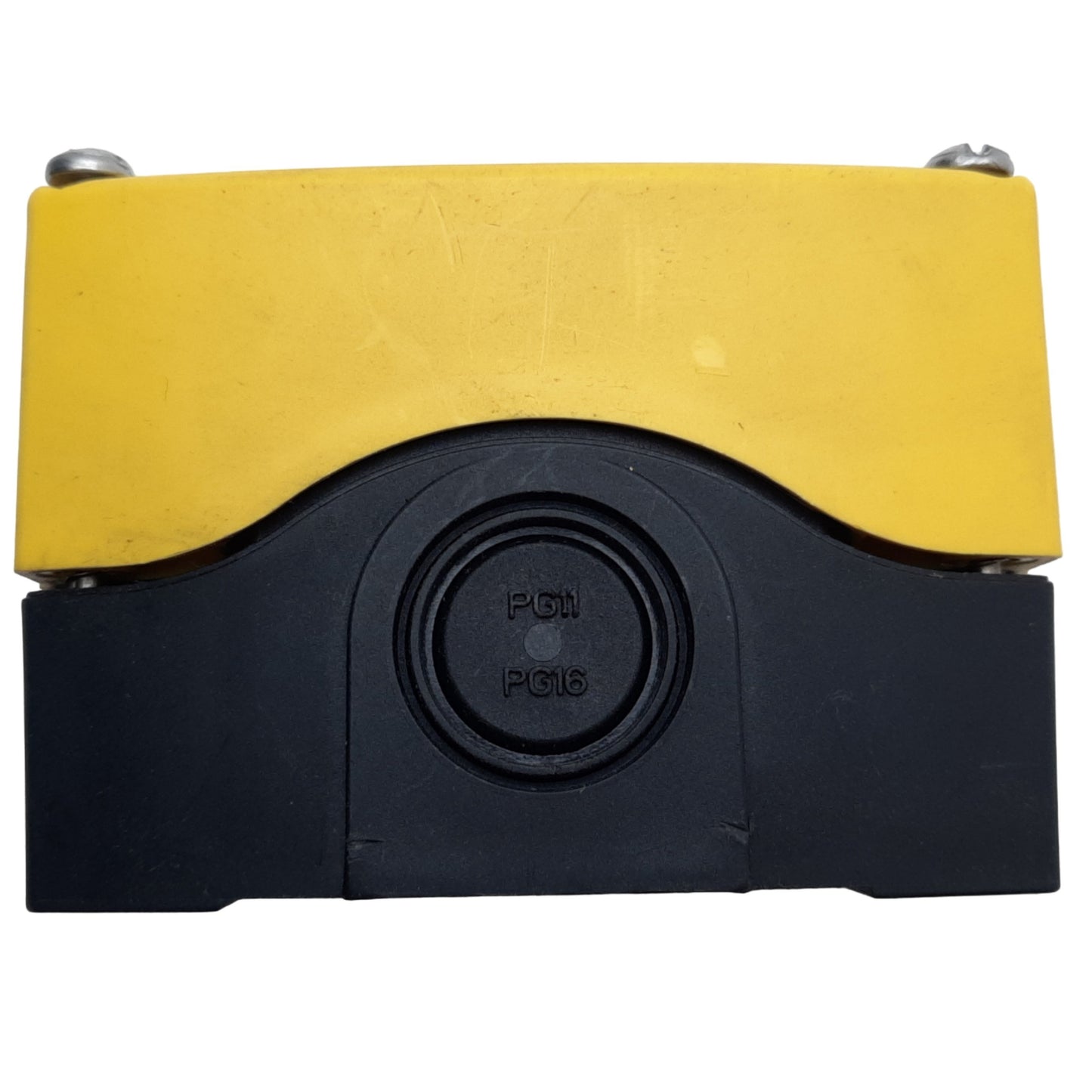 Used Allen Bradley 800F-1YP Push Button Enclosure ONLY, 1 Hole, I.D 58mm x 59mm ø22mm