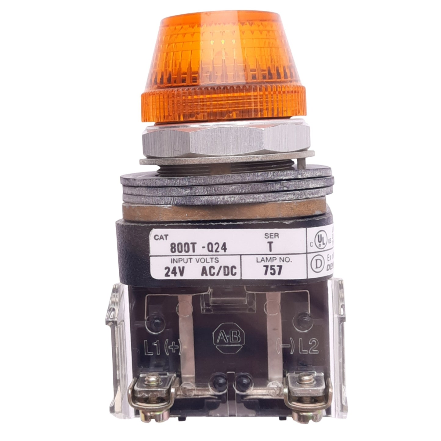 New – Open box Allen Bradley 800T-Q24A Amber Indicator Pilot Light, ø30mm, 24VAC/DC Lamp