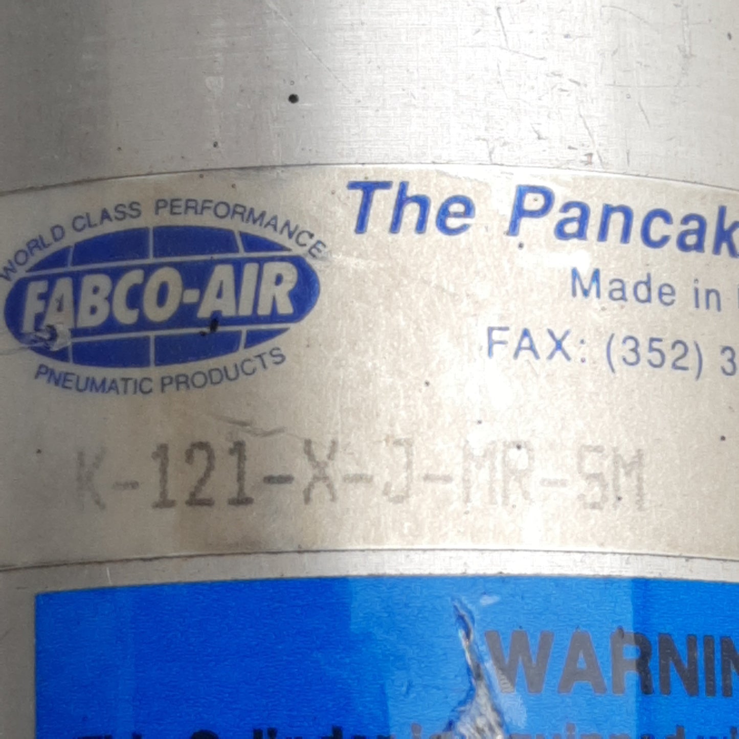 Used Fabco-Air K-121-X-J-MR-SM Pancake Cylinder, ø1-1/8in Bore, 4in Stroke, 1/8in NPT