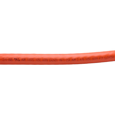 Used AWM 10070 E42481 Battery Cable, 600VAC, 2 AWG, ø0.325in ID Ring, 3.5ft Long