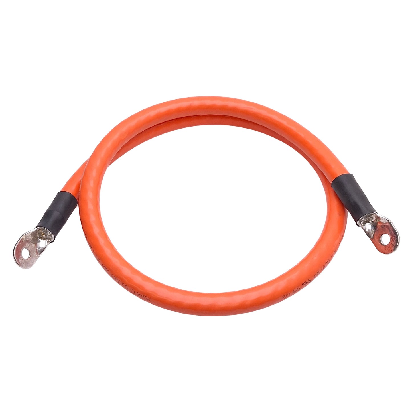 Used AWM 10070 E42481 Battery Cable, 600VAC, 2 AWG, ø0.325in ID Ring, 3.5ft Long