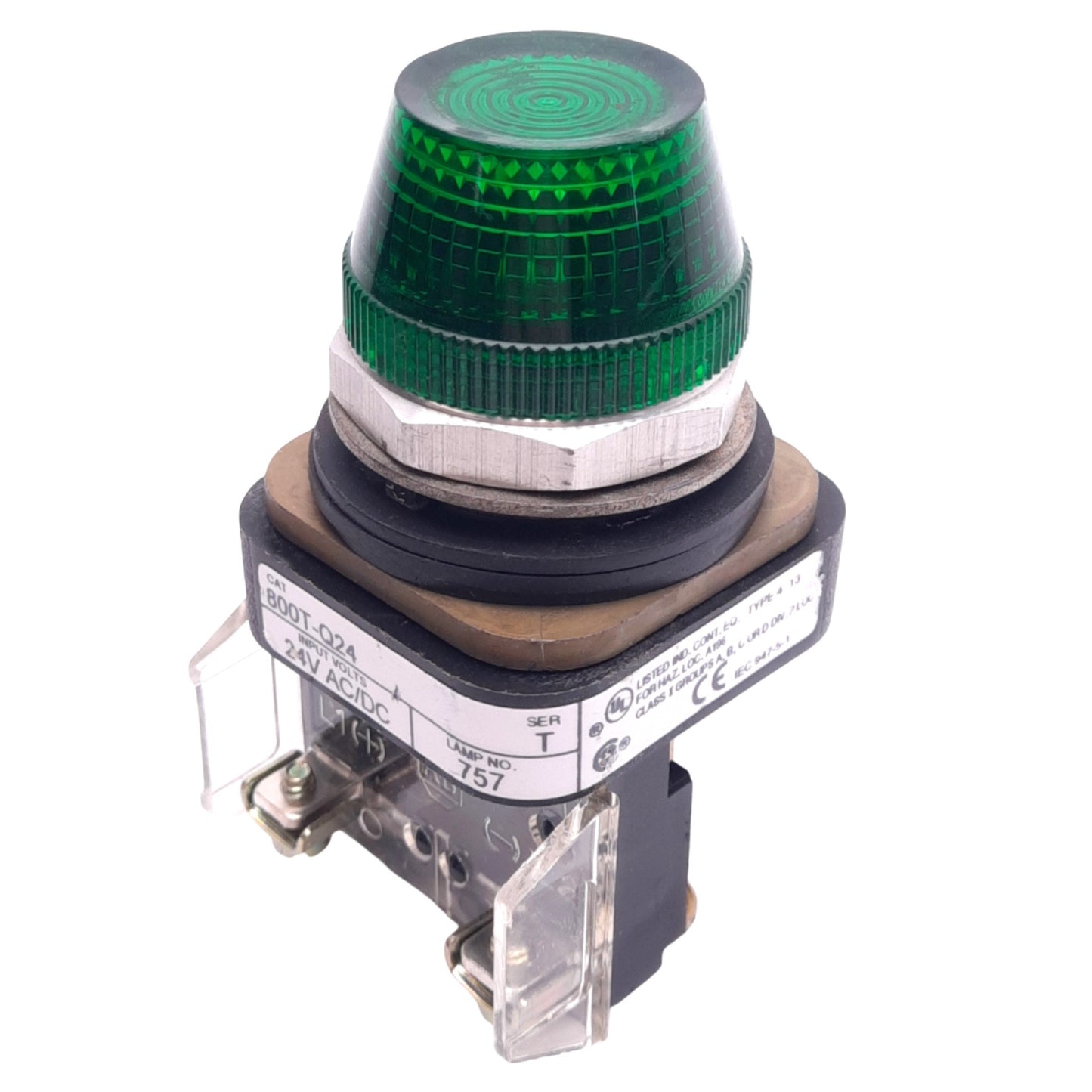 New – Open box Allen Bradley 800T-Q24G Green Indicator Pilot Light, 30mm, 24VAC/DC Lamp