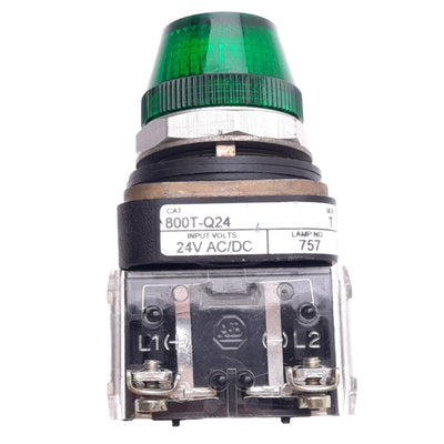 New – Open box Allen Bradley 800T-Q24G Green Indicator Pilot Light, 30mm, 24VAC/DC Lamp