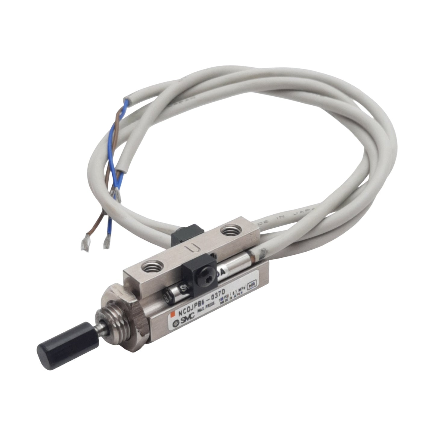 New SMC NCDJPB6-037D-90A Pneumatic Cylinder, ø1/4" Bore, 3/8" Stroke, w/ Auto Switch