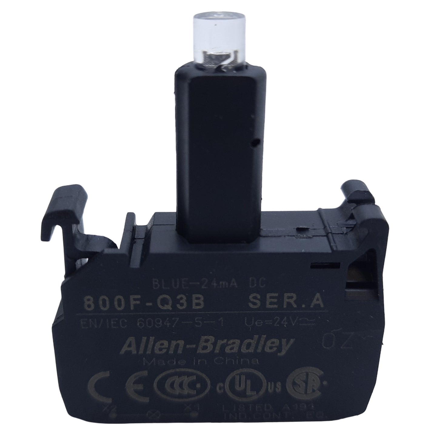 Used Allen Bradley 800F-Q3B Push Button LED Module, 22mm, Blue 24mA, 24V AC/DC