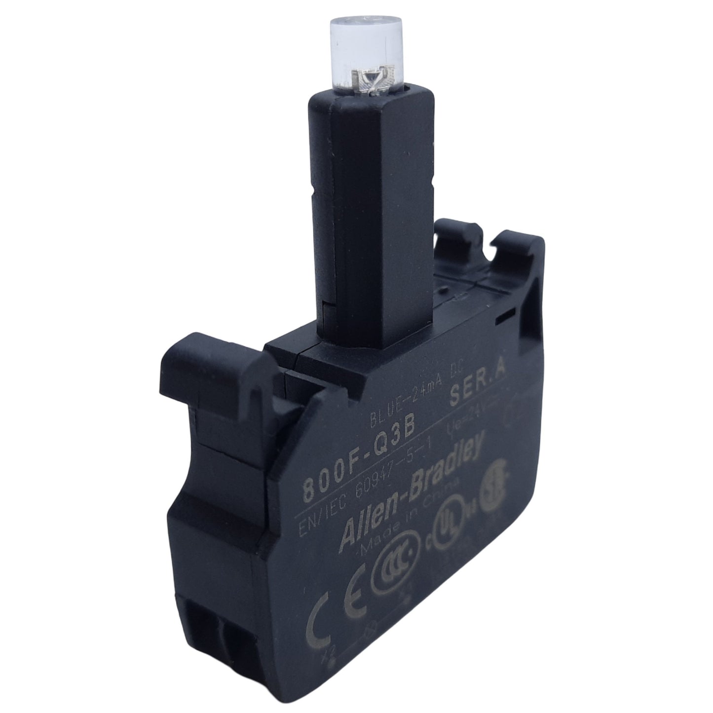 Used Allen Bradley 800F-Q3B Push Button LED Module, 22mm, Blue 24mA, 24V AC/DC