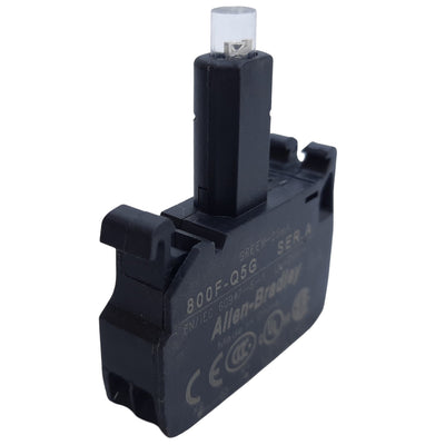 Used Allen Bradley 800F-Q5G Push Button LED Module, 22mm, Green 25mA, 120VAC