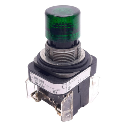 Used Allen Bradley 800T-QB24G Green Illuminated Pushbutton, 30mm, 1NO 1NC, 600V Max