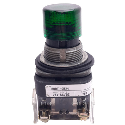 Used Allen Bradley 800T-QB24G Green Illuminated Pushbutton, 30mm, 1NO 1NC, 600V Max