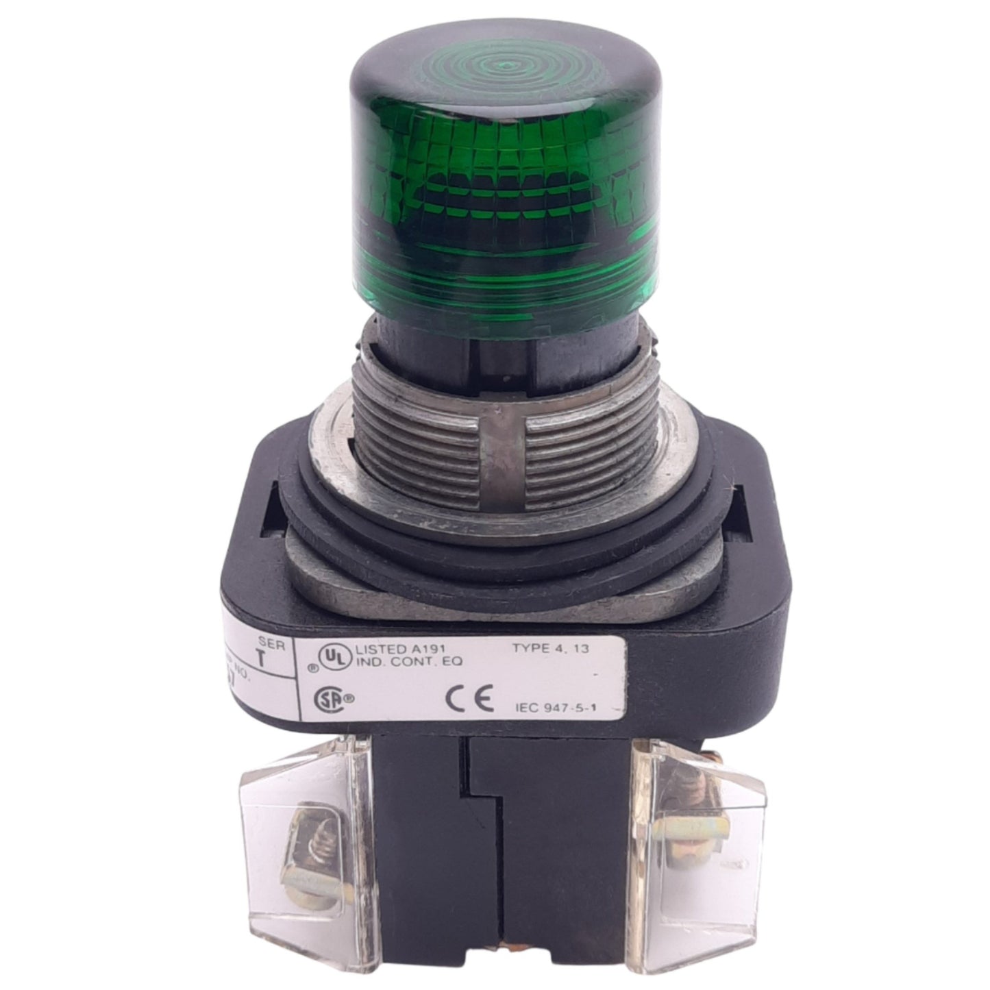 Used Allen Bradley 800T-QB24G Green Illuminated Pushbutton, 30mm, 1NO 1NC, 600V Max