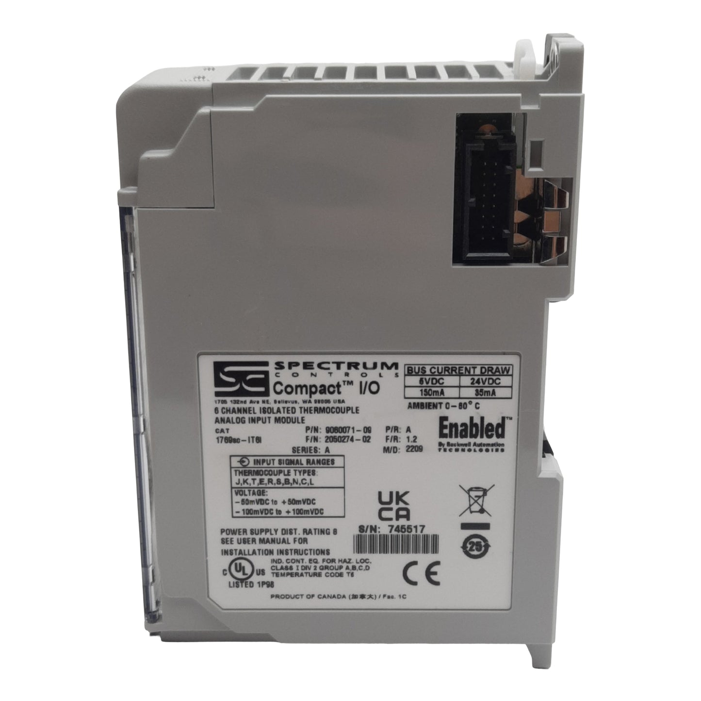 Used Spectrum 1769SC-IT6I Isolated Thermocouple Input Module, 6 Channel, 16bits