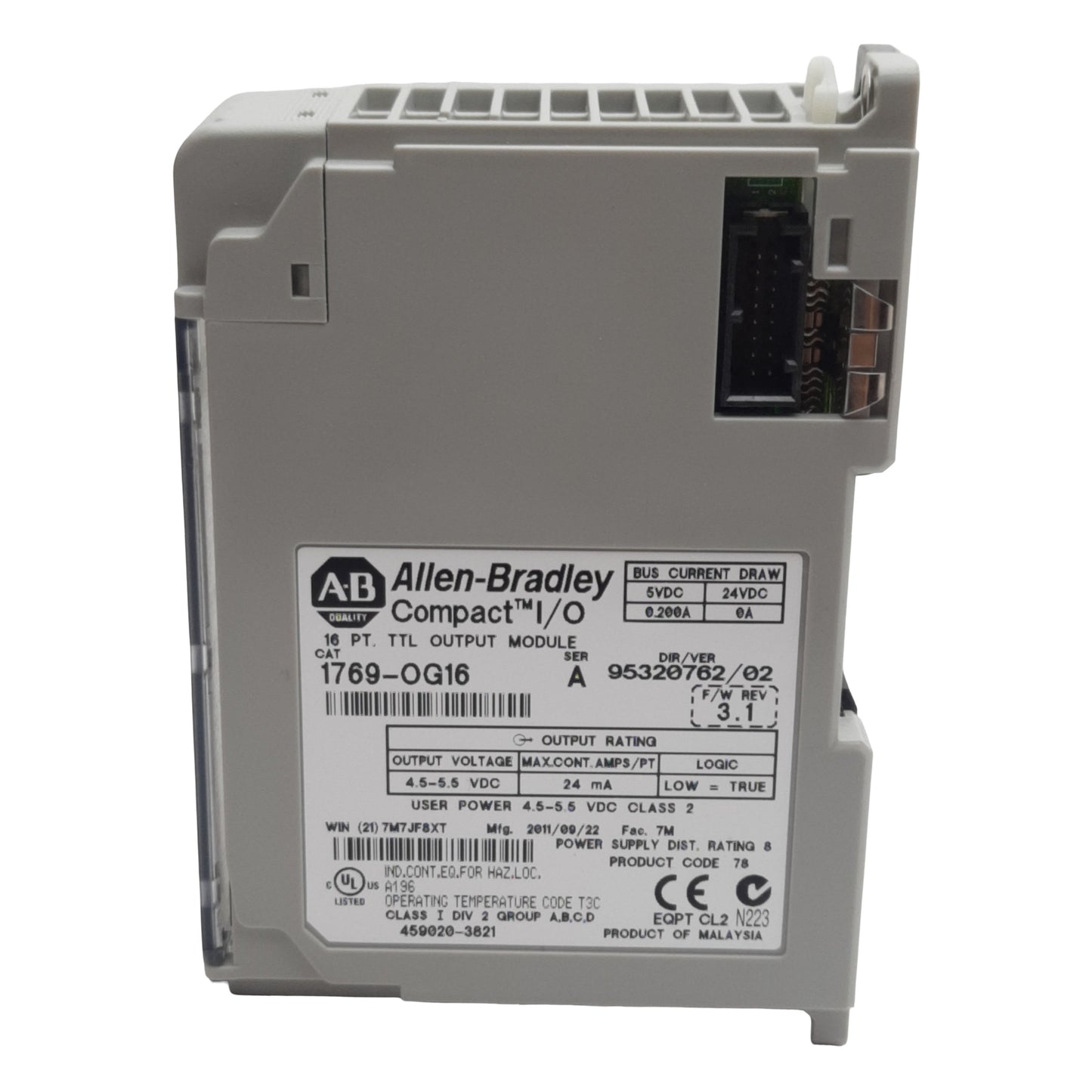 Used Allen Bradley 1769-OG16 Compact Output Module TTL, 16 Channel, 4.5-5.5VDC Out