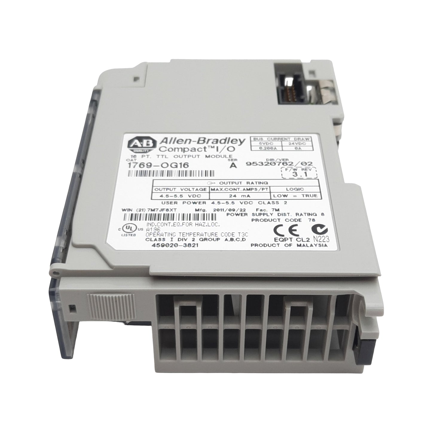 Used Allen Bradley 1769-OG16 Compact Output Module TTL, 16 Channel, 4.5-5.5VDC Out