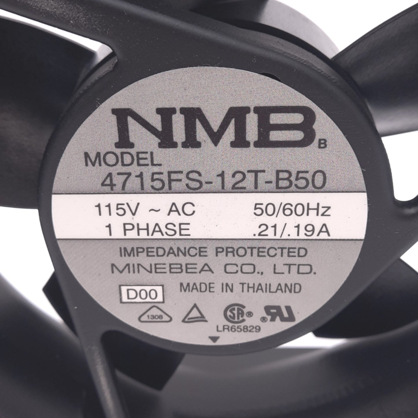 Used NBM 4715FS-12T-B50 AC Axial Cooling Fan, 115VAC, 119x119x38mm, 3100rpm Max