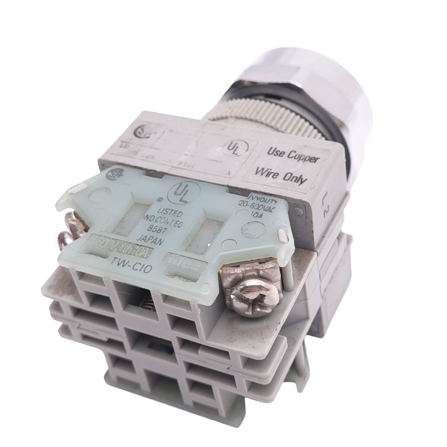 Used IDEC AOW110-B Black Maintained Pushbutton, 2-Position, 22mm, 1NO, 600V 10A Max