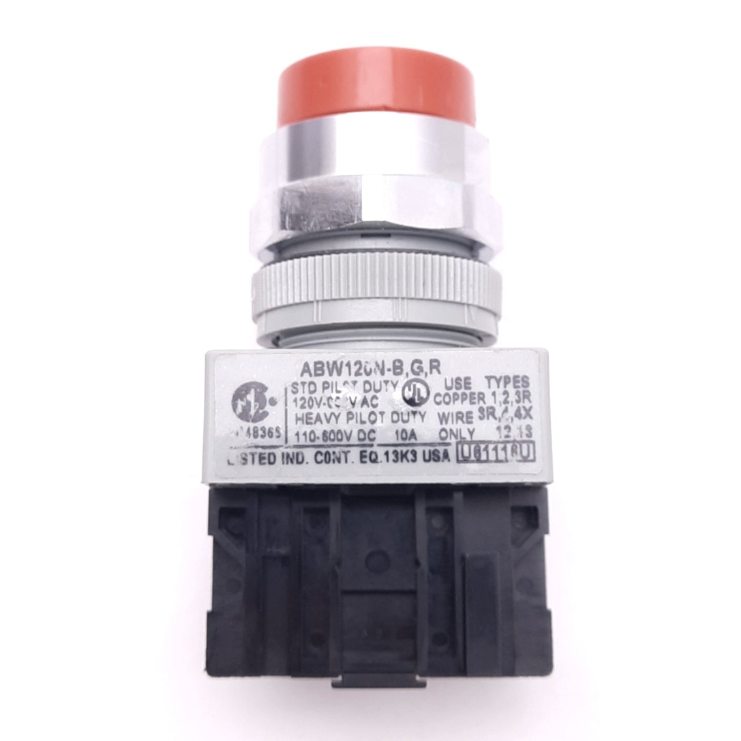 Used IDEC ABW120N-R Red Extended Momentary Pushbutton, ø22mm, 600VAC/DC 10A Max