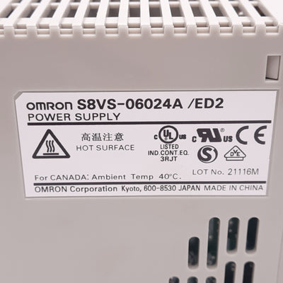 New – Open box Omron S8VS-06024A Power Supply, 100-240VAC 1.7A In, 24VDC 2.5A Out, 60W Max