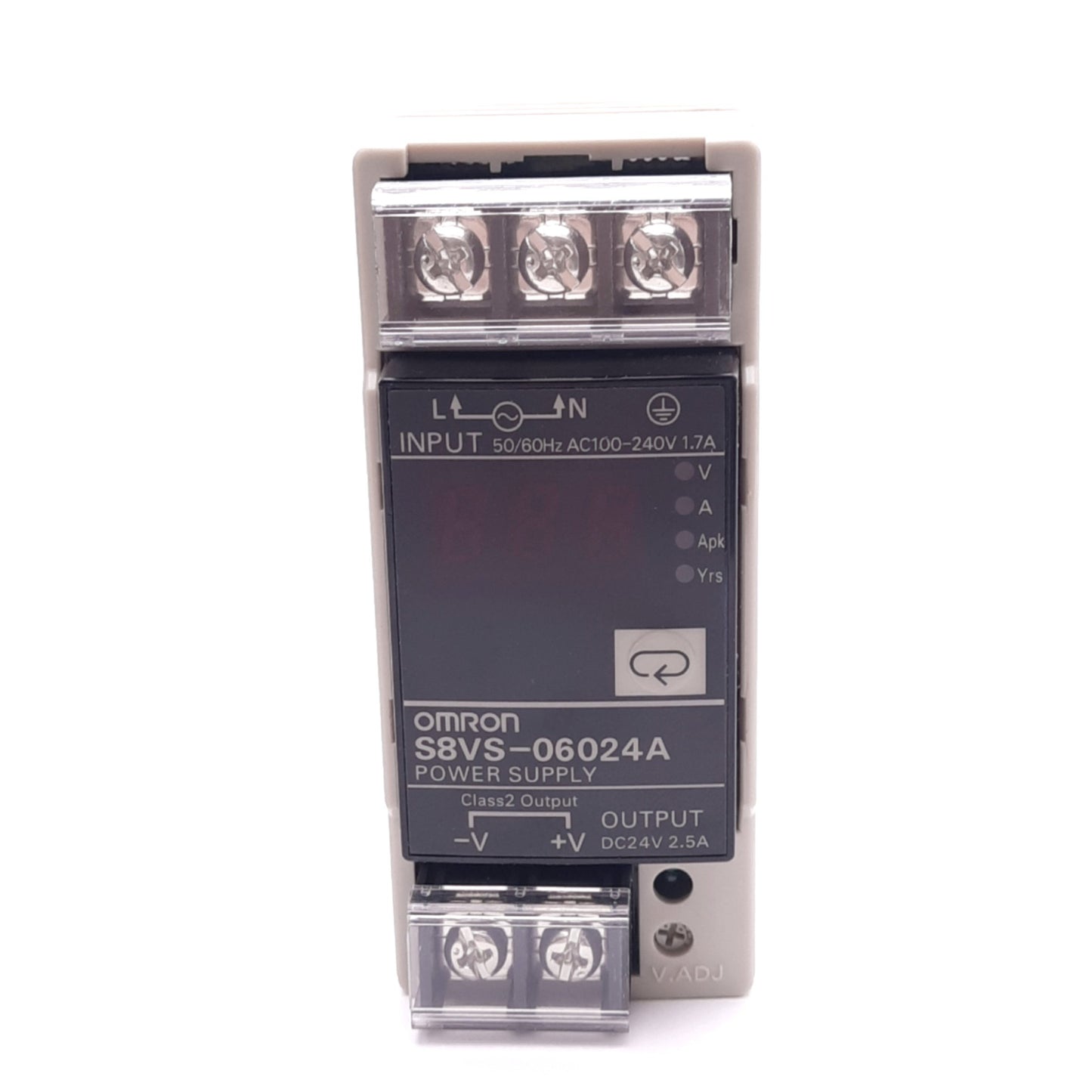 New – Open box Omron S8VS-06024A Power Supply, 100-240VAC 1.7A In, 24VDC 2.5A Out, 60W Max