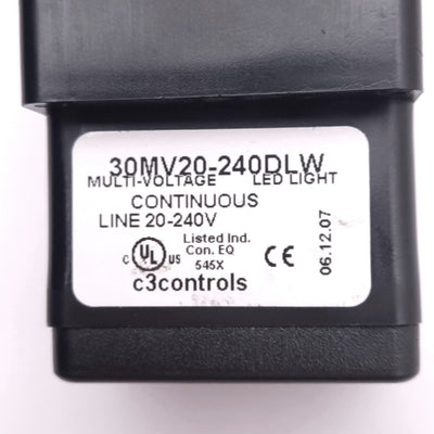 New c3controls 30MV20-240DLW Red Indicator Pilot Light, 30mm, 20-240VAC/DC Lamp