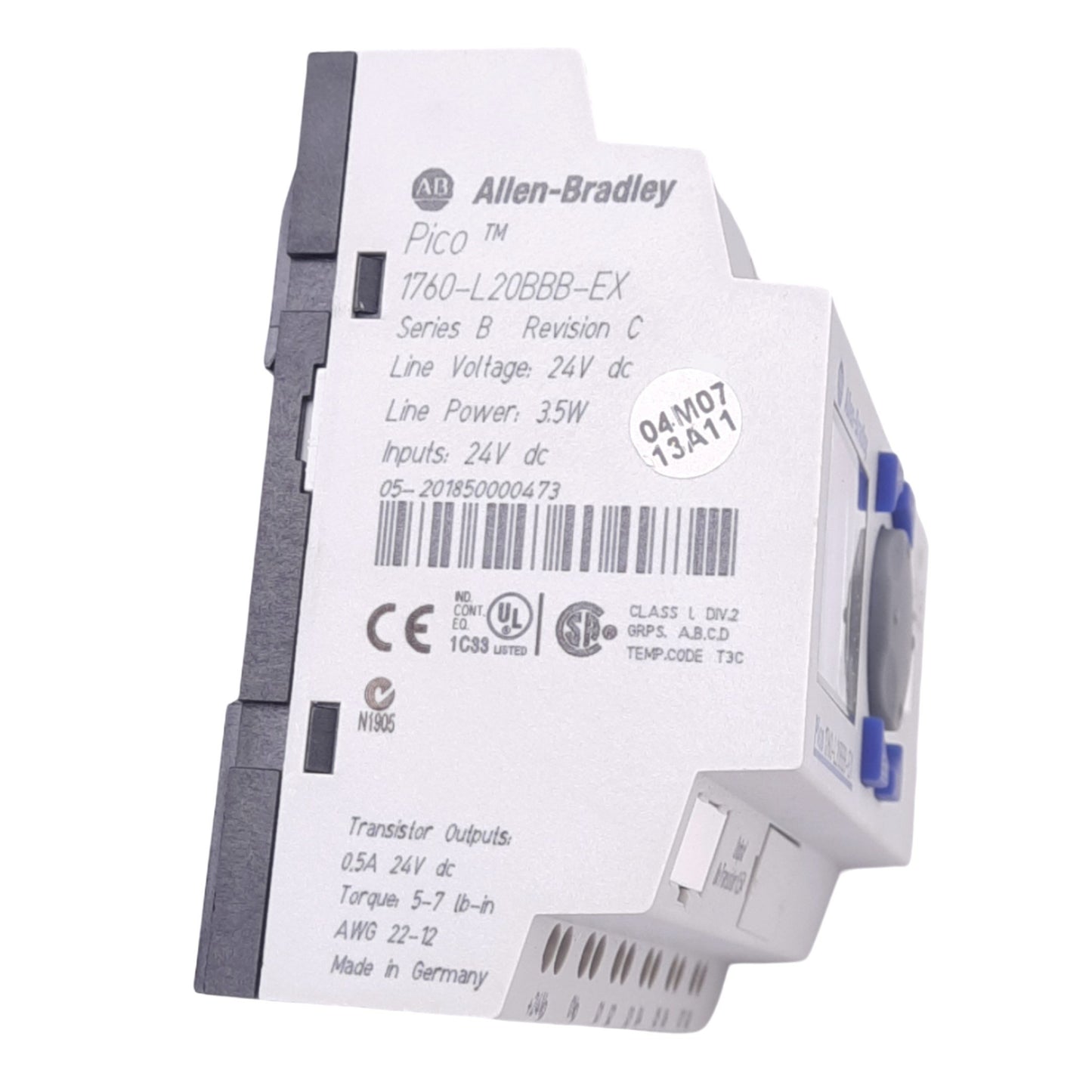 Used Allen Bradley 1760-L20BBB-EX PLC Pico Controller, 20-Point, 12DI 8TO, 24VDC