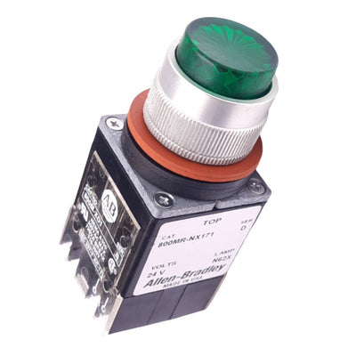 New Allen Bradley 800MR-NX171 Green Illuminated Pushbutton, 22mm, 2NO, 24VAC/DC Lamp