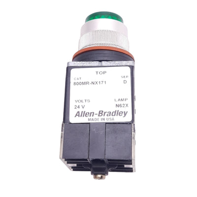 New Allen Bradley 800MR-NX171 Green Illuminated Pushbutton, 22mm, 2NO, 24VAC/DC Lamp