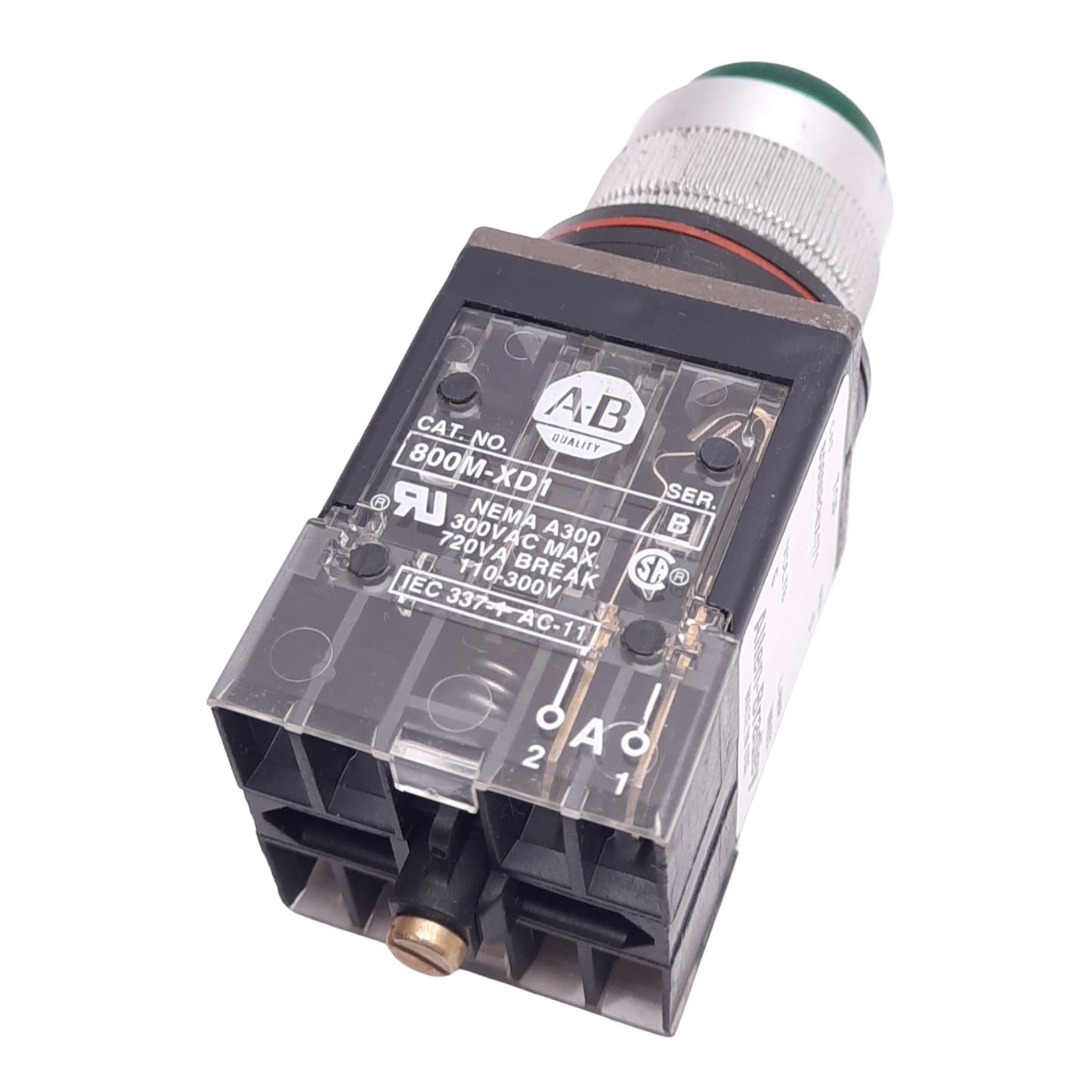 Used Allen Bradley 800MR-NX171 Green Illuminated Pushbutton, ø22mm, 2NO, 300VAC Max