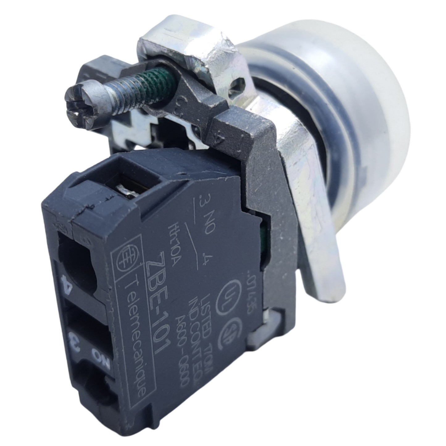 Used Schneider Electric XB4BP51 Harmony Pushbutton w/ Clear Boot, 1NO 22mm, 3A 240VAC