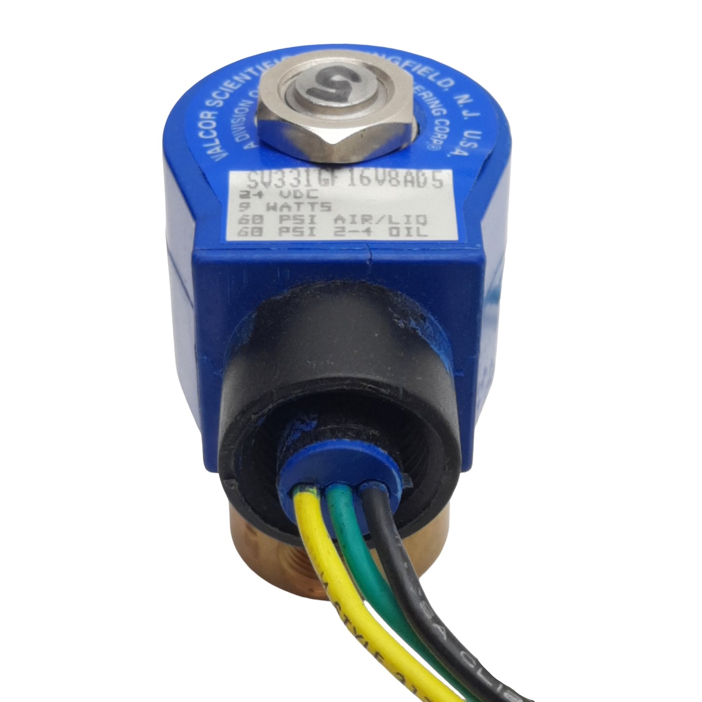 Used Valcor SV331GF16V8AD5 Solenoid Valve, 2-Way, 1/8in NPT, 0~60psi, 24VDC Coil