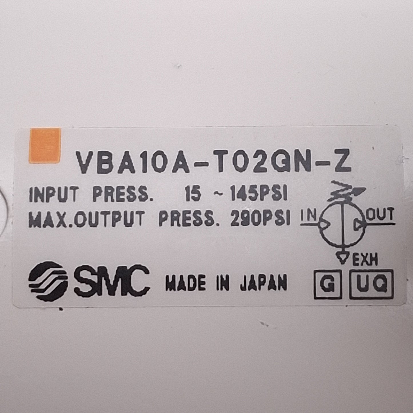 Used SMC VBA10A-T02GN-Z Booster Regulator 2x Boost, 15-145psi IN, 290psi Out, 1/4NPTF