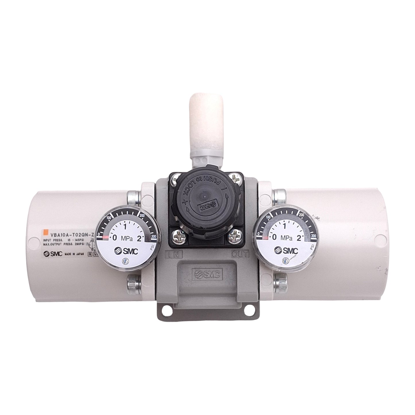 Used SMC VBA10A-T02GN-Z Booster Regulator 2x Boost, 15-145psi IN, 290psi Out, 1/4NPTF