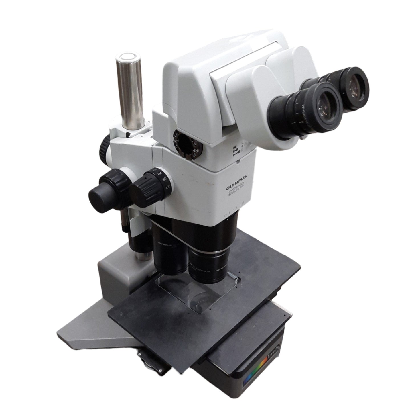 Used Olympus SZX12 Microscope W/ Beam Splitter SZX-BS & Leeds Base *Cracked Slide*