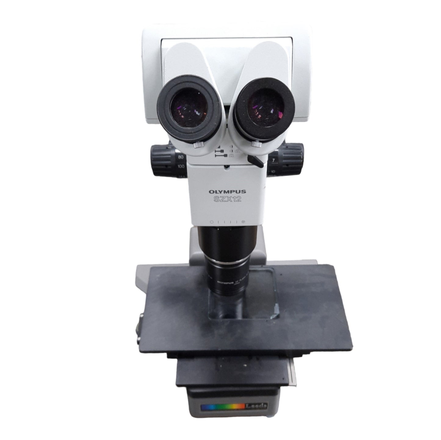 Used Olympus SZX12 Microscope W/ Beam Splitter SZX-BS & Leeds Base *Cracked Slide*