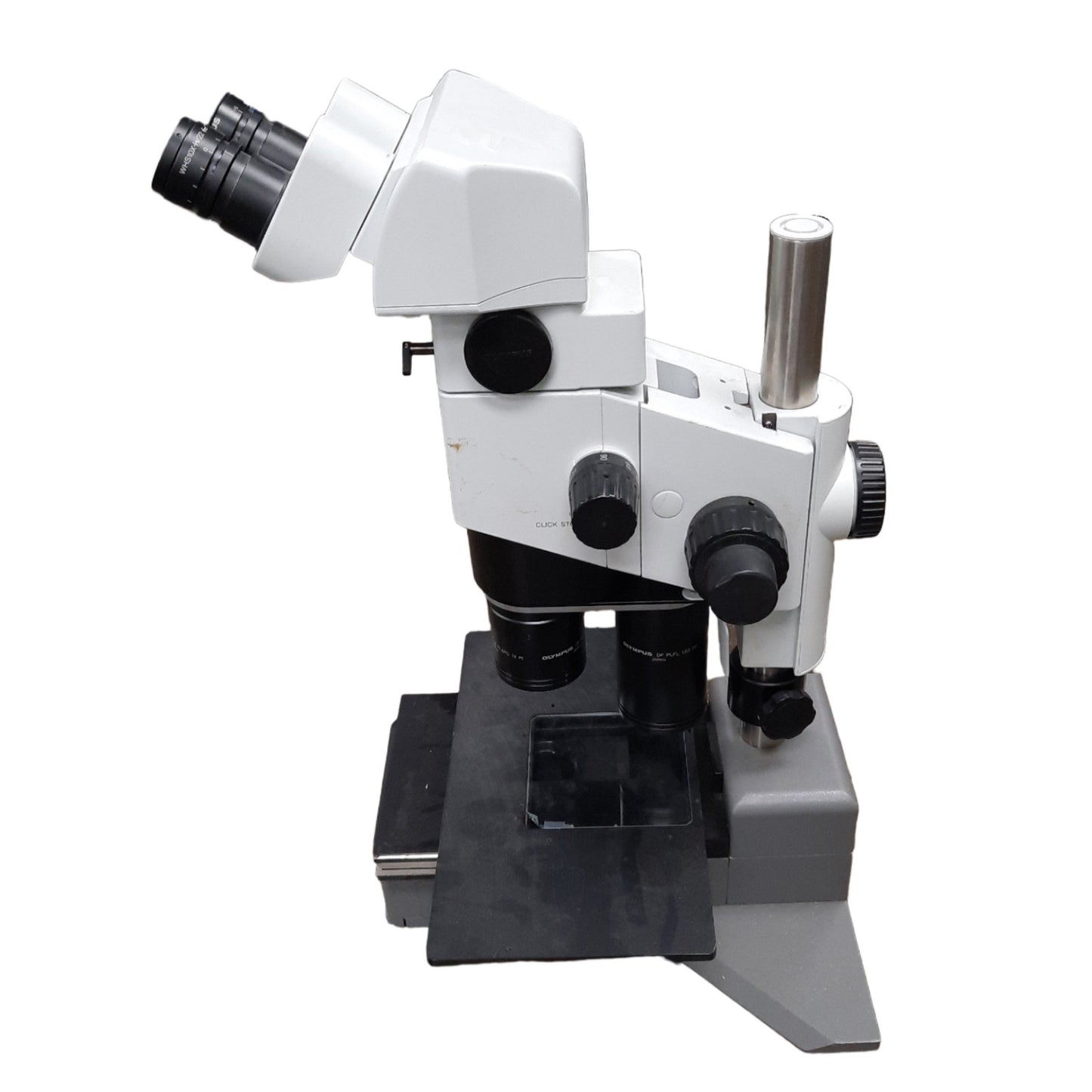 Used Olympus SZX12 Microscope W/ Beam Splitter SZX-BS & Leeds Base *Cracked Slide*
