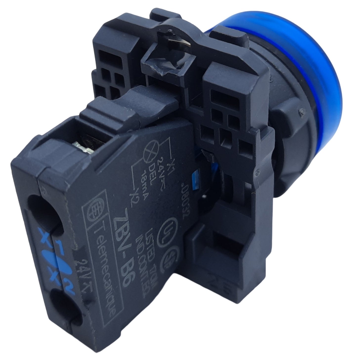 Used Lot of 2 Schneider Electric XB4BVB6 Harmony XB4 Pilot Light, Blue ø22mm 24VAC/DC