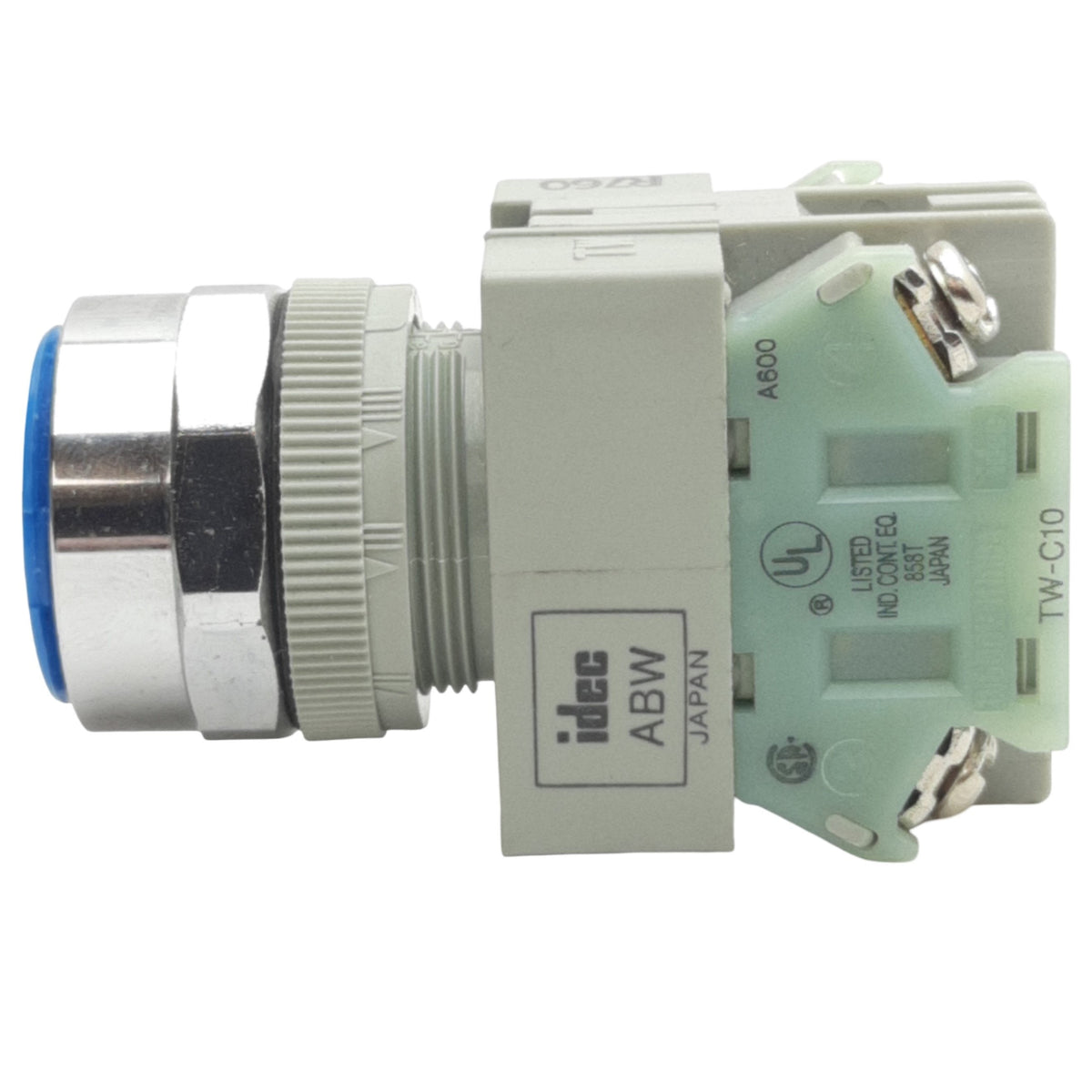 Used IDEC ABW120-S Blue Momentary Flush Push Button ø20mm, 2NO, 600VAC/DC 10A