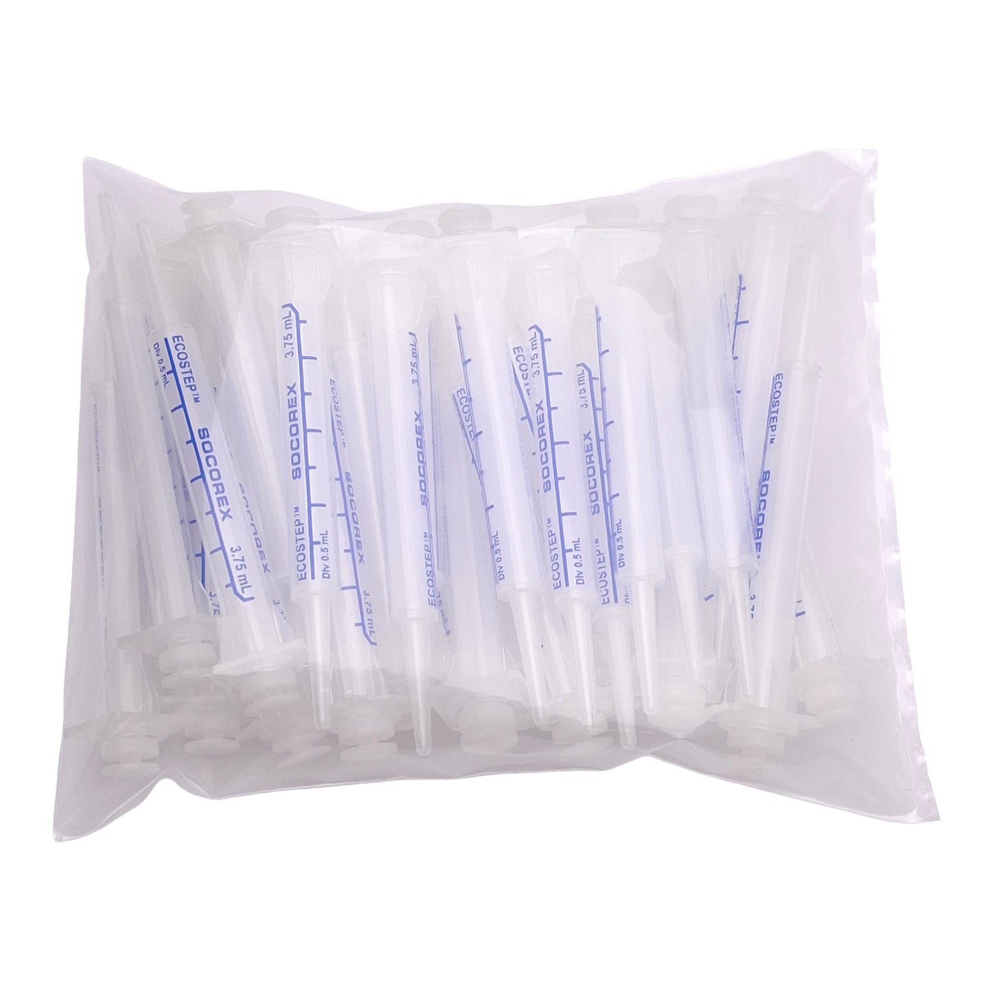 New – Open box Lot of 30 Socorex 316-050 Ecostep Syringe, Blue Selector, 3.75mL, 50-500µL