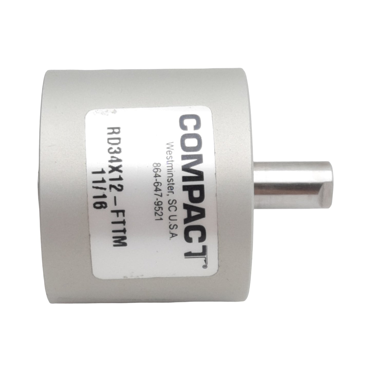 Used Compact RD34X12-FTTM Pneumatic Cylinder, ø3/4in Bore, 1/2in Stroke, #10-32