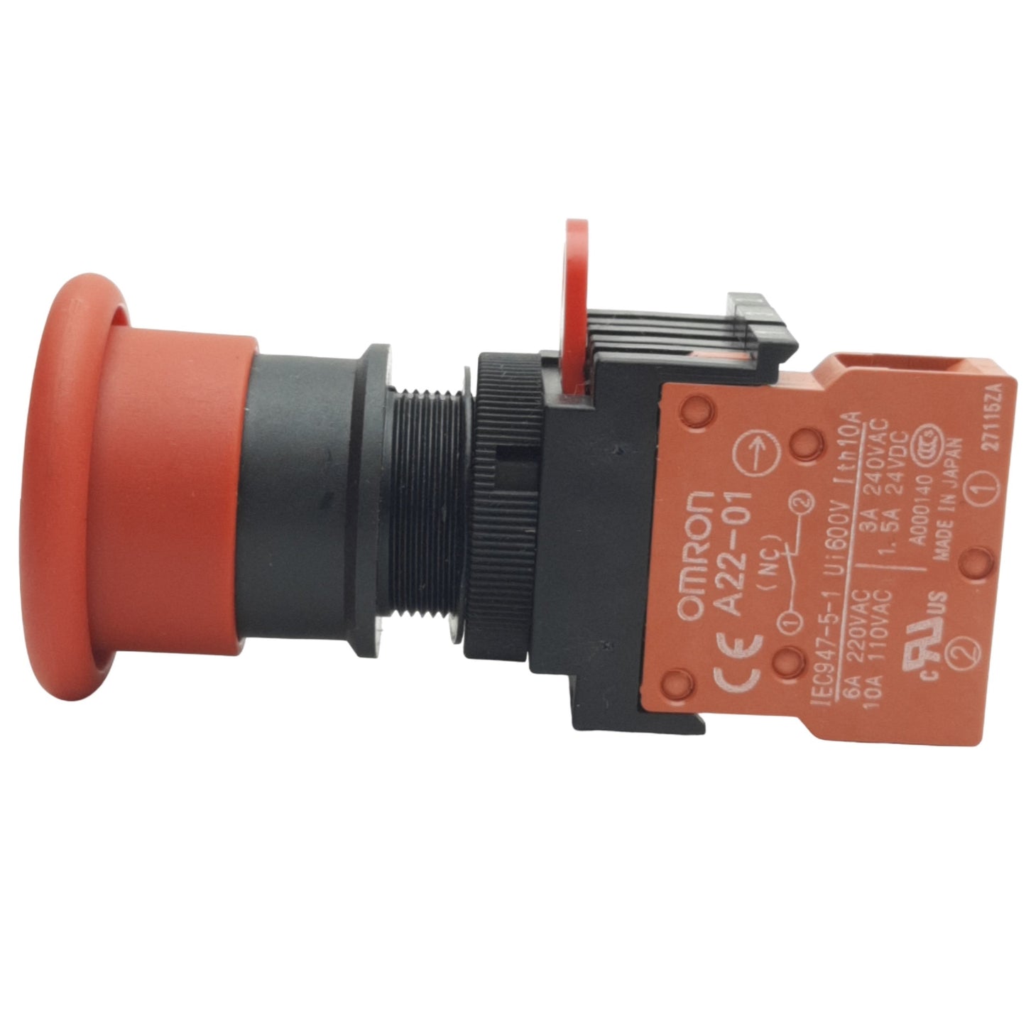 Used Omron A22E-MP-01 E-Stop Push/Pull Button ø22mm, 1NC, 110VAC 10A, 24VDC 5A