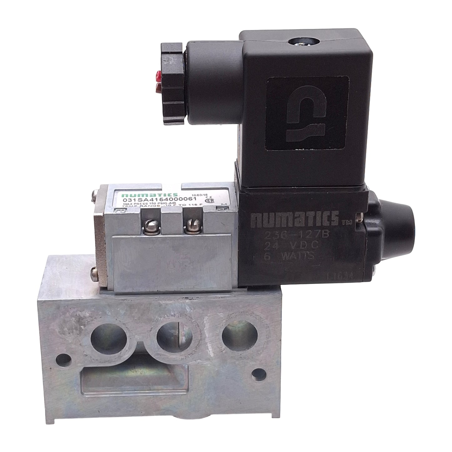 Used Numatics 031SA4154000061 Solenoid Valve, 2-Position 4-Way, 150psig, 24VDC Coil