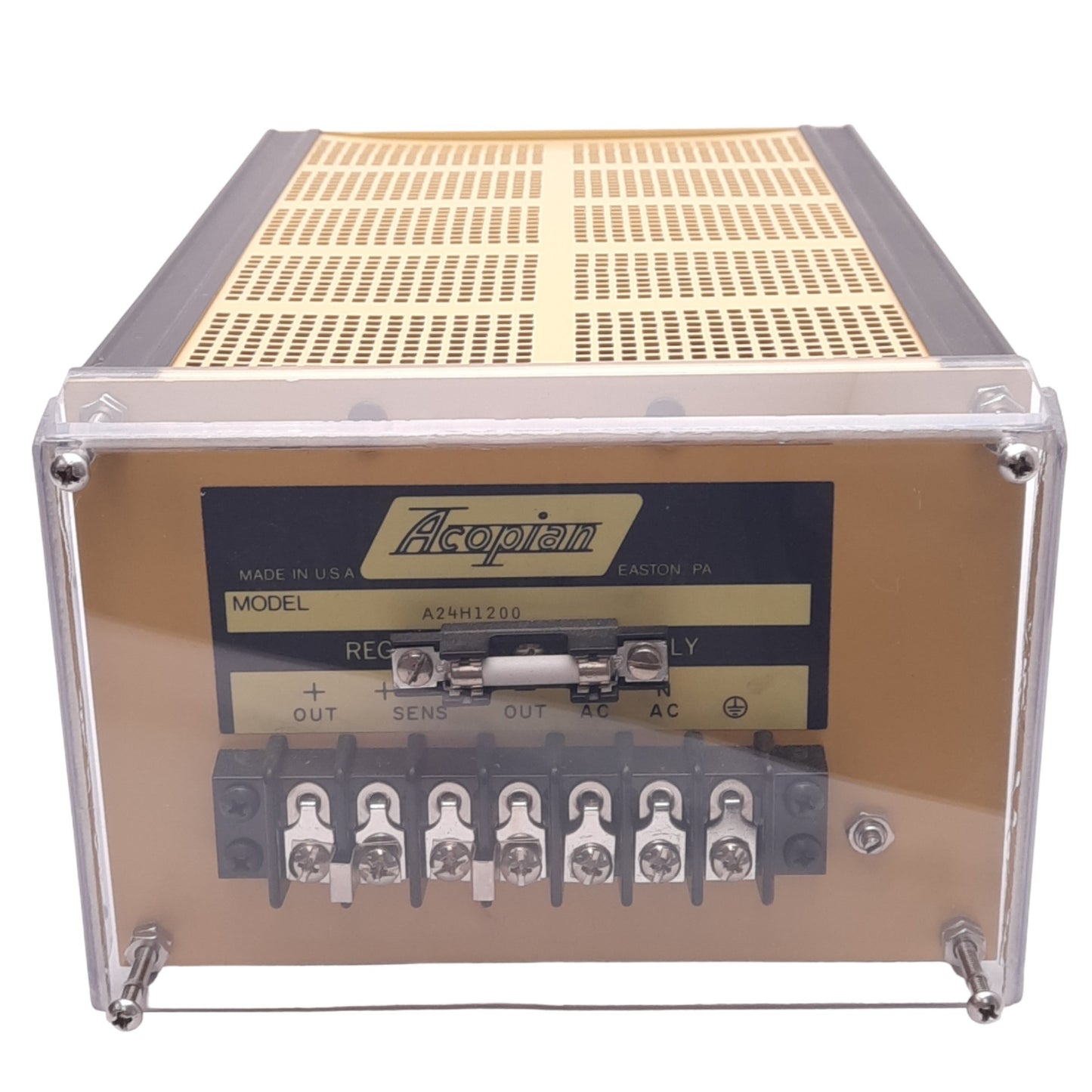 Used Acopian A24H1200 Regulated Power Supply, 105-125VAC In, 24VDC 12A Out, H11 Case