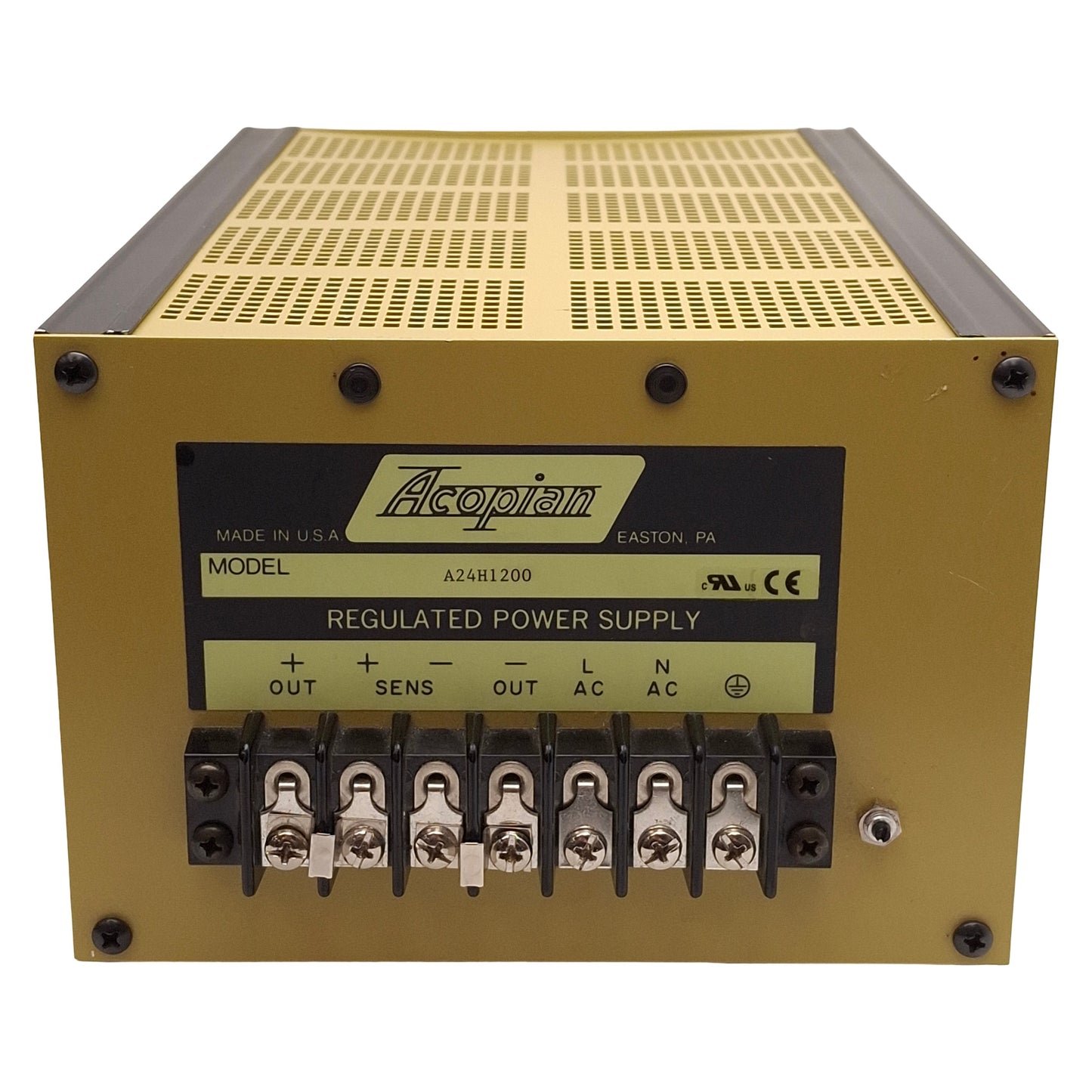 Used Acopian A24H1200 Regulated Power Supply, 105-125VAC In, 24VDC 12A Out, H11 Case