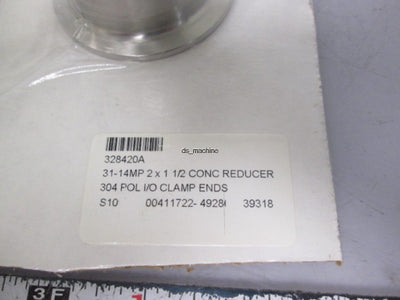 New Parker 31-14MP 2" x 1 1/2" Sanitary Conical Reducer 304 I/O Clamp Ends