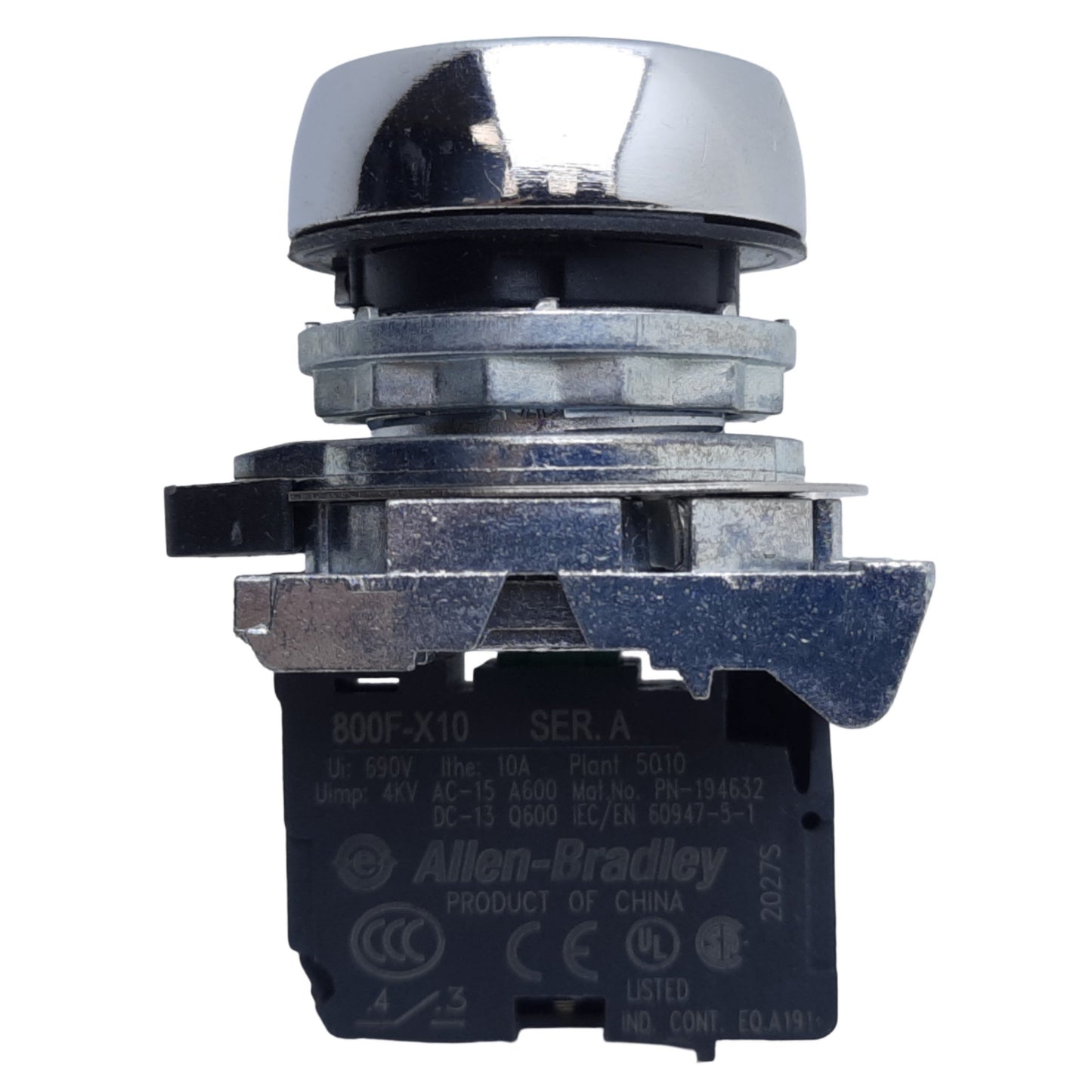 Used Allen Bradley 800FM-LFA3 Illuminated Push Button, Green, ø22mm, 1NO, 10A 600V AC