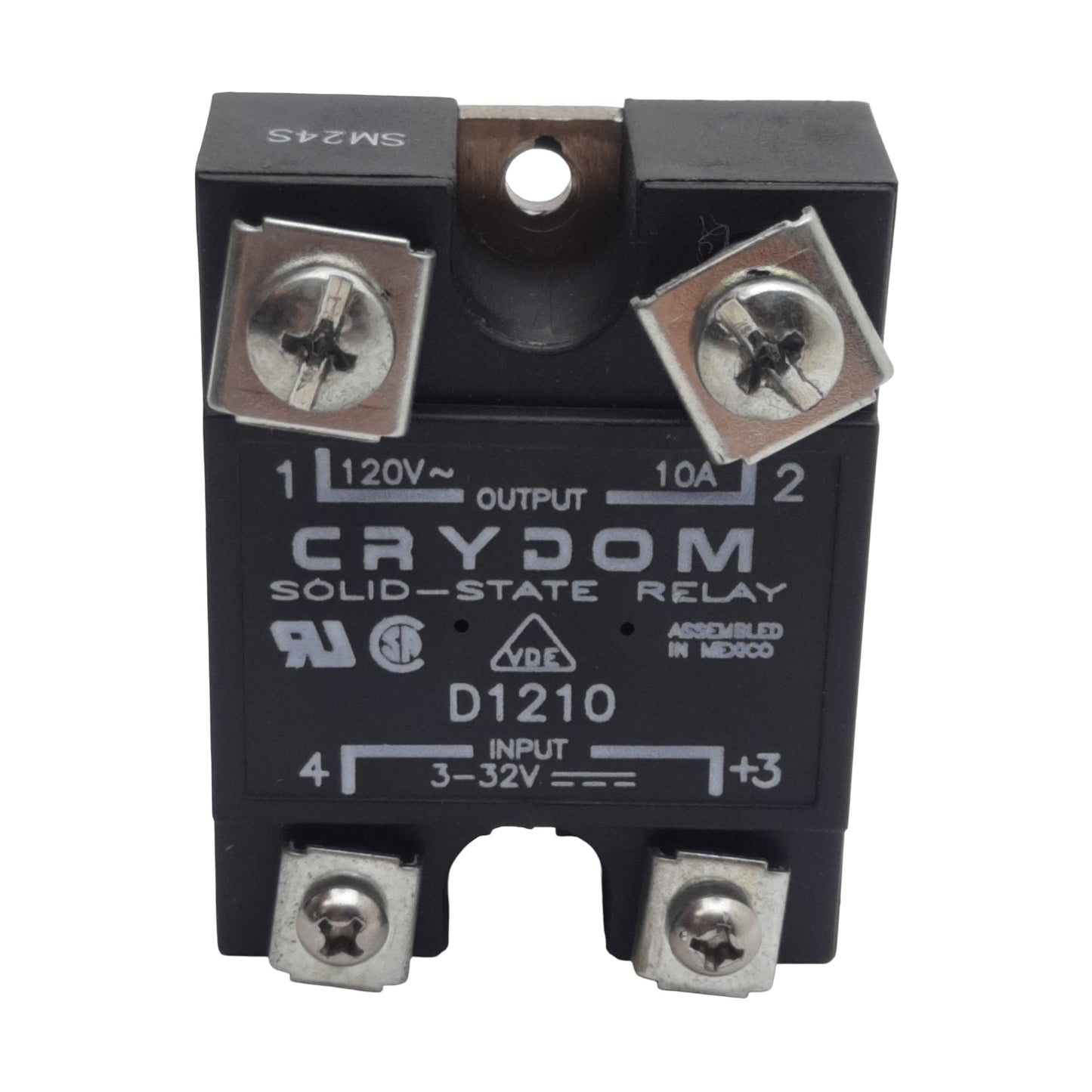 Used Crydom D1210 Solid-State Relay, SPST-NO, 3-32VDC In, 10A 120VAC Out, Panel Mount