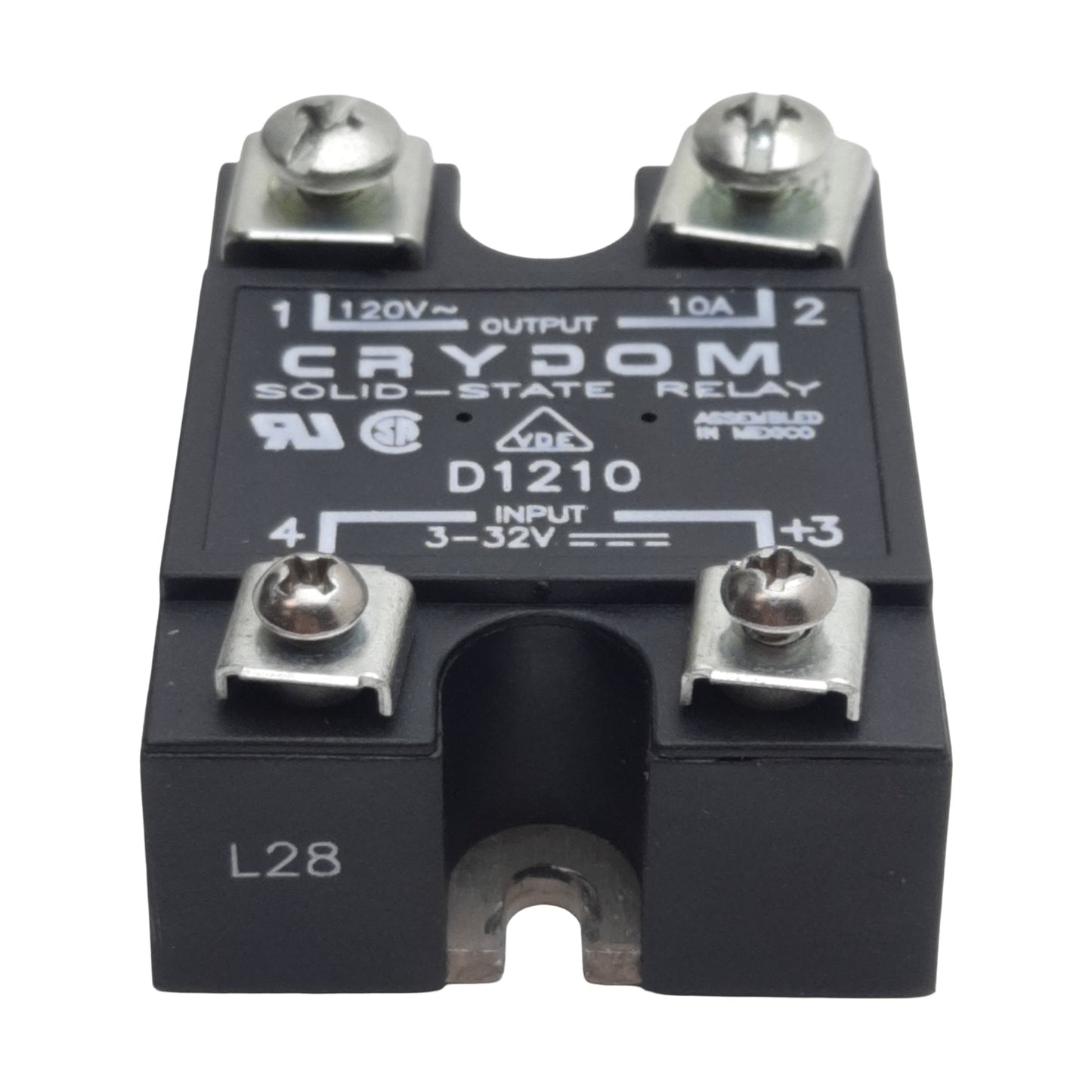 Used Crydom D1210 Solid-State Relay, SPST-NO, 3-32VDC In, 10A 120VAC Out, Panel Mount