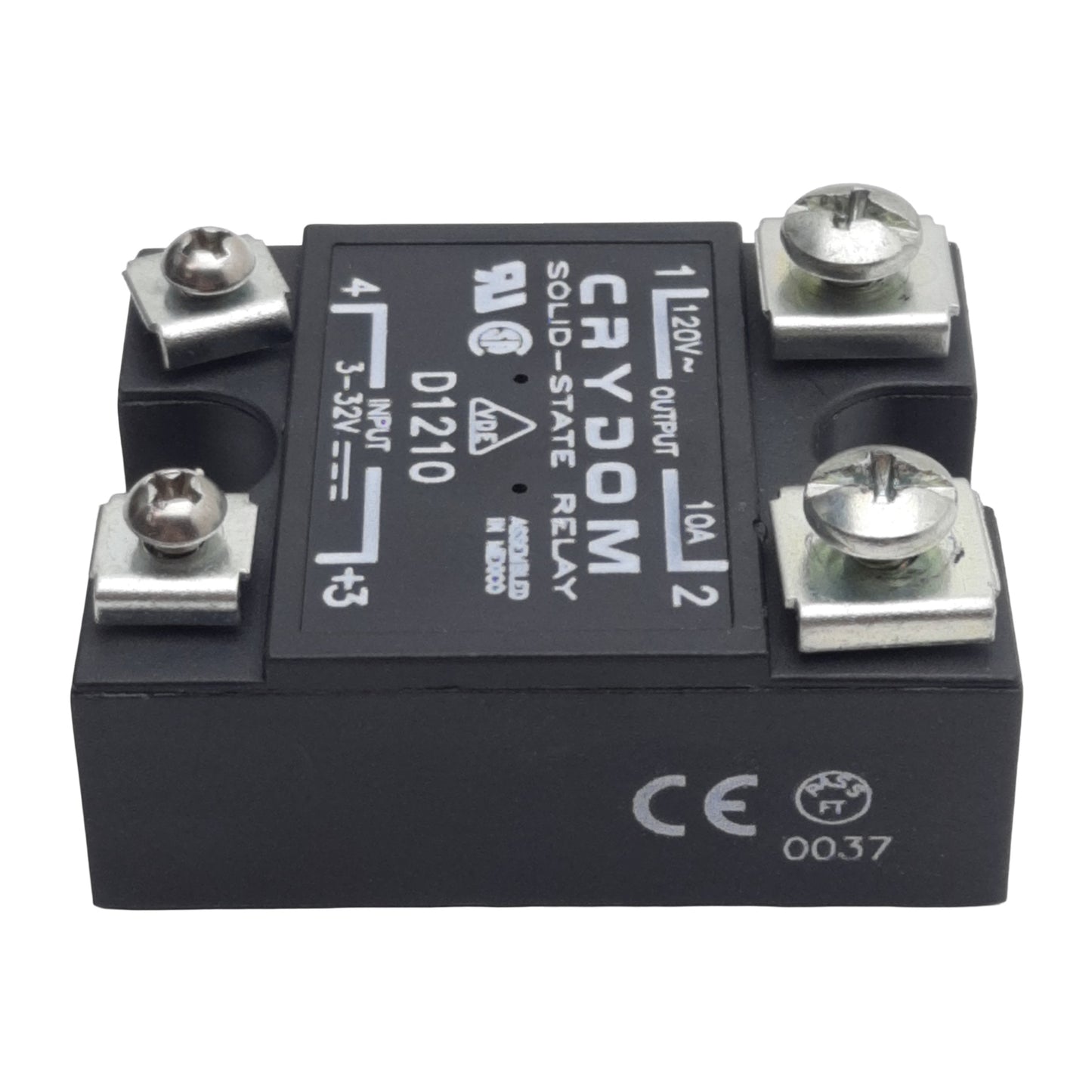 Used Crydom D1210 Solid-State Relay, SPST-NO, 3-32VDC In, 10A 120VAC Out, Panel Mount