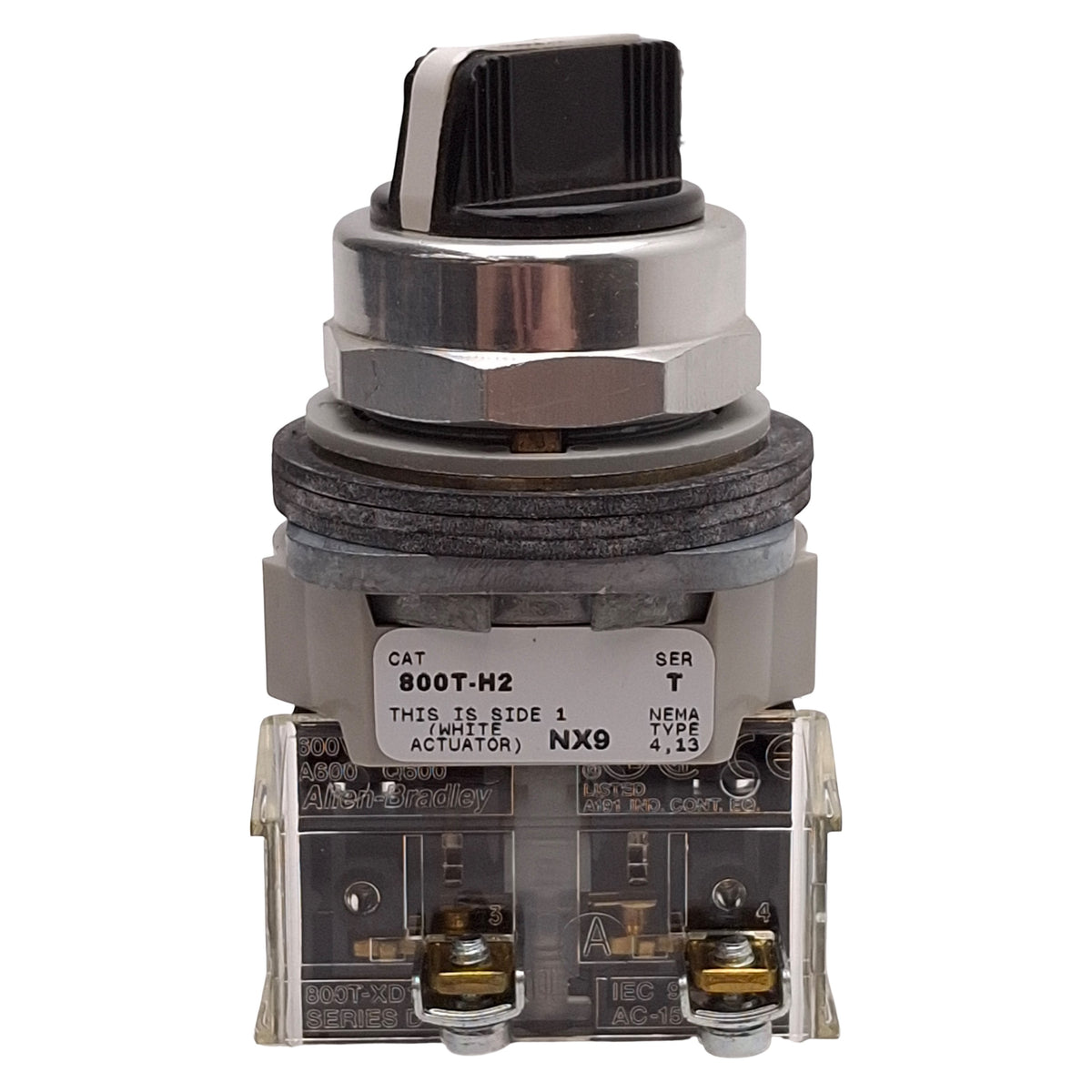Used Allen Bradley 800T-H2D1 2-Position Maintained Selector Switch ø30mm, 1NO, 600VAC
