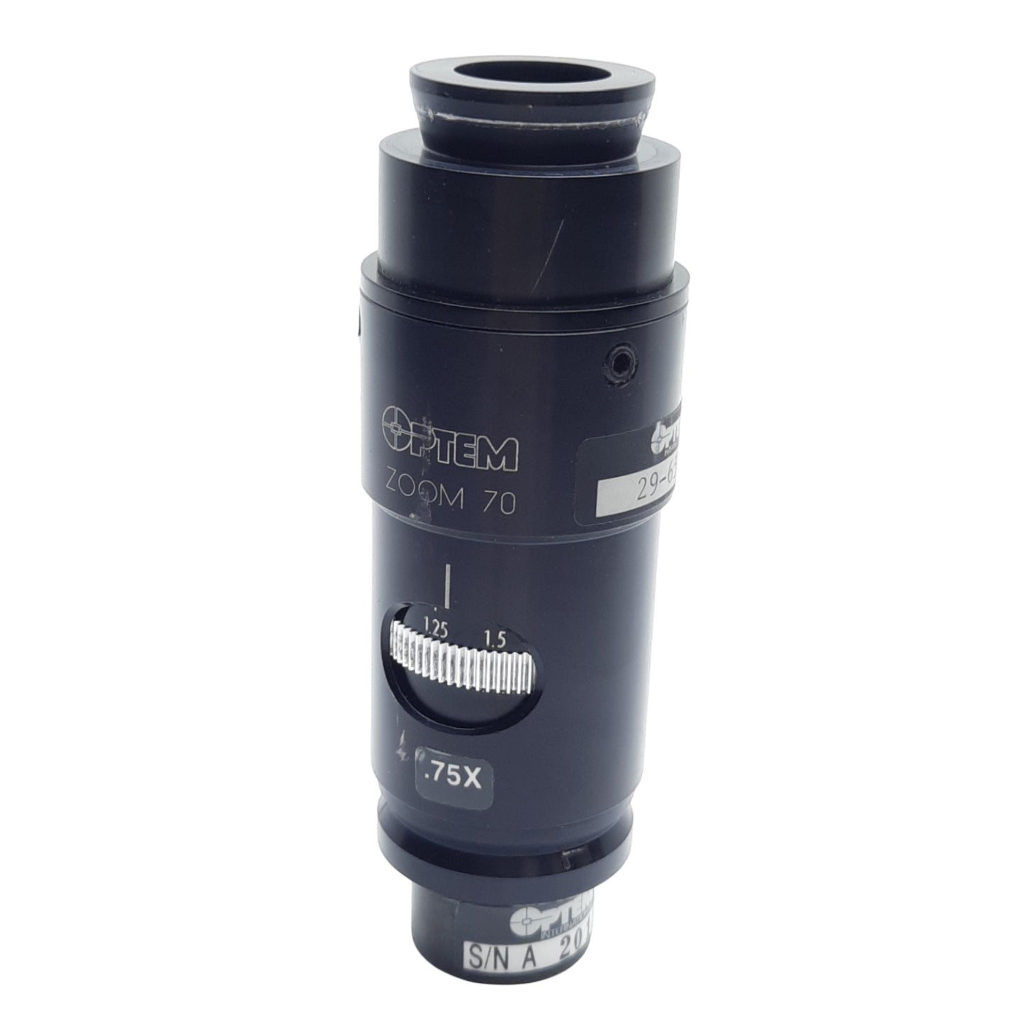 Used Qioptiq 29-65-91 Optem Zoom 70 Micro Inspection Zoom Lens, 0.75X to 5.25X Mag.